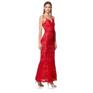 Jarlo Red Lace Maxi Dress